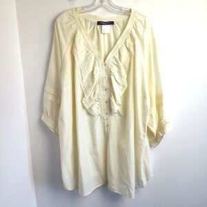 Silk Marina Rinaldi Sport blouse ivory shirt cotton lightweight 31 US 22 ruffle